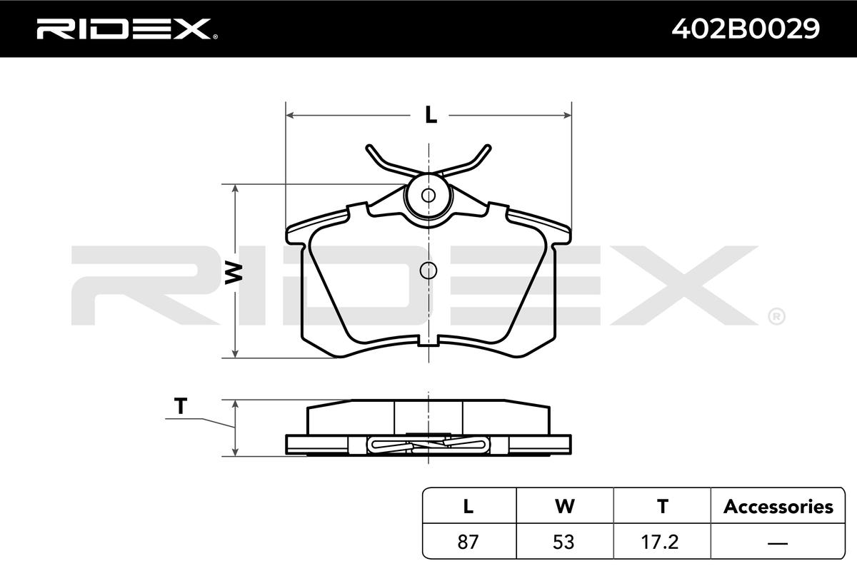 05P634 PLOCKI ZADNI RIDEX 402B0029
