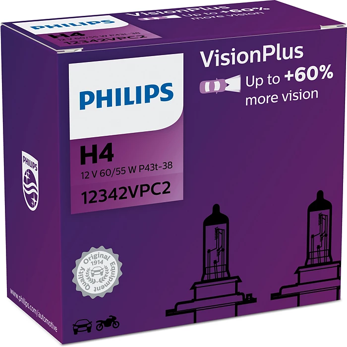 SIJALICA H4 SET PHILIPS VisionPlus 12342VPC2