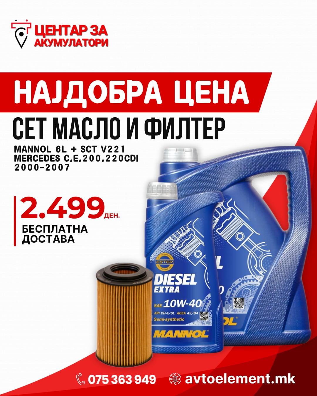 SET MASLO I FILTER MANNOL 10W40 6L V221